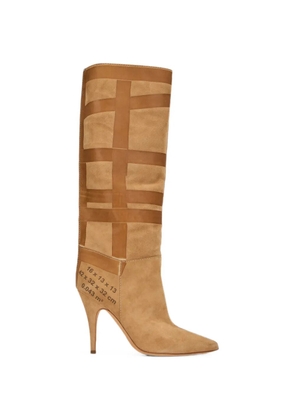 Moschino tape-detail knee-high boots - Brown