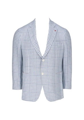 Isaia gingham-check single-breasted blazer - Blue
