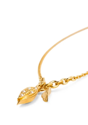 Chloé pearl-embellished leaf-pendant necklace - Gold