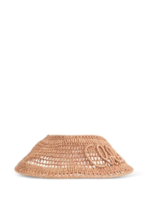 Chloé logo-embroidered raffia visor - Neutrals