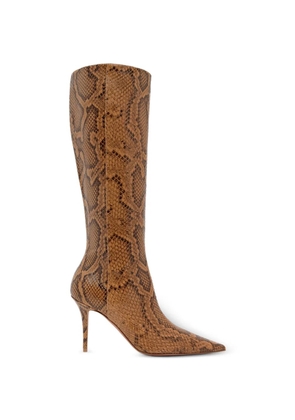 Amina Muaddi Barbara snake-effect boots - Brown