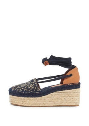 Tory Burch denim wedge espadrille sandals - Blue
