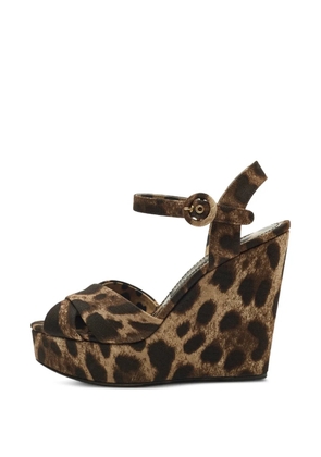 Dolce & Gabbana Pre-Owned leopard-print wedge sandals - Brown