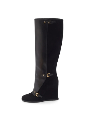Louis Vuitton Pre-Owned LV-engraved wedge boots - Black