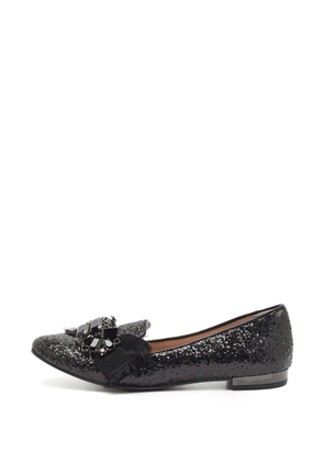 Miu Miu Pre-Owned crystal-embellished flat pumps - Black
