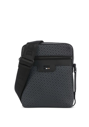 BOSS monogram-pattern zip-fastening messenger bag - Grey