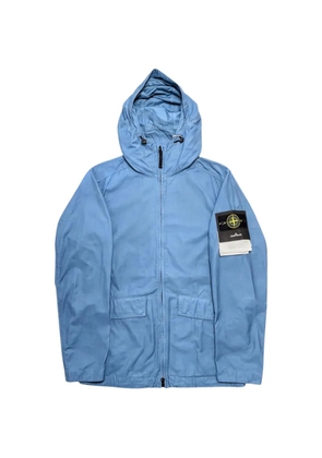 Stone Island logo-patch zip-up hooded jacket - Blue