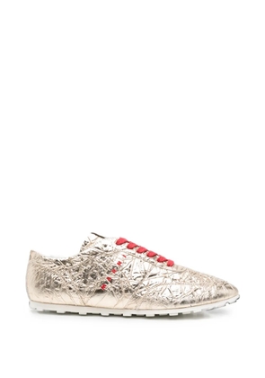Marni crinkled-finish logo-print sneakers - Gold