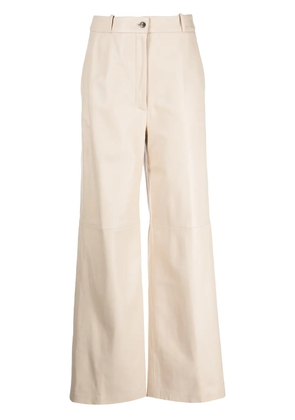 LouLou de Saison straight leather trousers - Neutrals