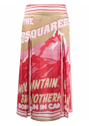 DSQUARED2 logo box-pleat skirt - Pink