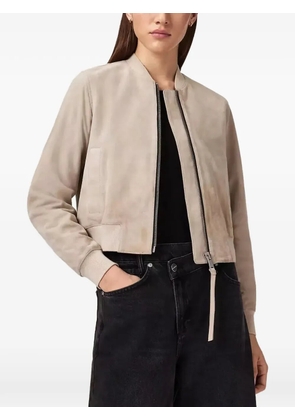 AllSaints Orten suede-finish zip-fastening jacket - Neutrals