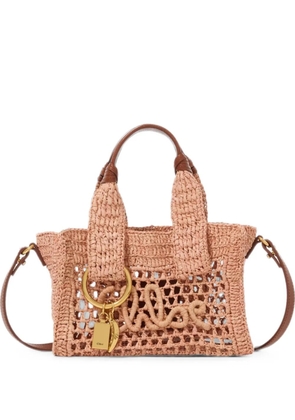 Chloé mini Summer Banana woven logo-patch tote bag - Pink