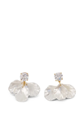 Self-Portrait crystal petal earrings - Gold