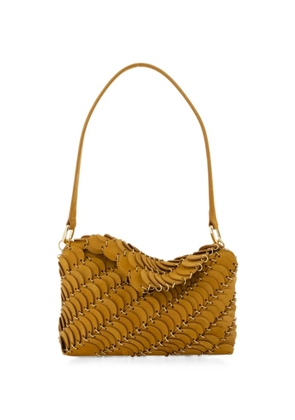 Rabanne disc-embellished suede shoulder bag - Brown
