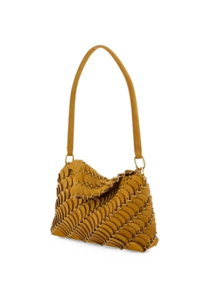 Rabanne disc-embellished suede shoulder bag - Brown