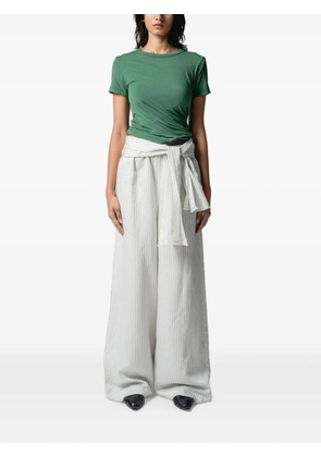 Muller Of Yoshiokubo stripe-pattern belted palazzo pants - Blue