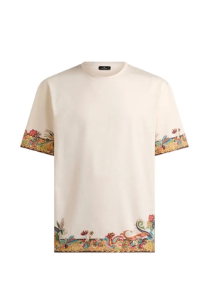 ETRO cotton jersey T-shirt with placed Paisley print - Neutrals