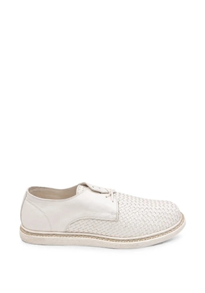 Guidi woven leather derby shoes - White