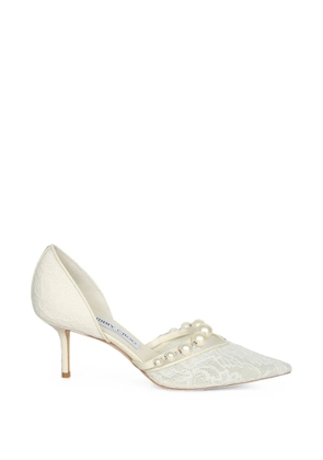 Jimmy Choo Aurelie 65 pearl-embellished lace pumps - Neutrals
