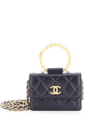 CHANEL Pre-Owned Pearl Crown with Chain Quilted Lambskin clutch bag - Black