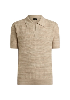 ETRO knit cotton polo shirt with braided stitch - Neutrals