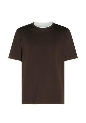 Brunello Cucinelli layered-trim cotton T-shirt - Brown