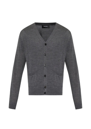 DSQUARED2 embroidered-logo V-neck cardigan - Grey