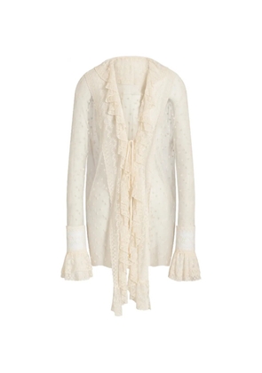 Alberta Ferretti ruffled lace blouse - Neutrals