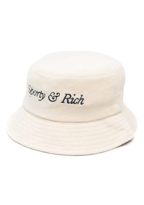Sporty & Rich logo-embroidered cotton bucket hat - Neutrals