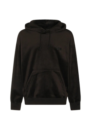 Y-3 logo-print velvet hoodie - Black