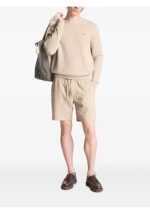Tommy Hilfiger logo-embroidered waffle-knit sweater - Neutrals