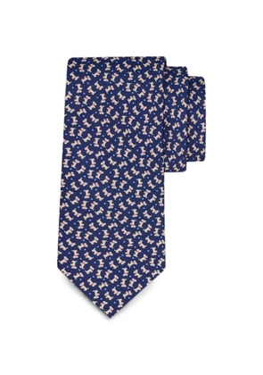 Ferragamo Charlie-print silk tie - Blue
