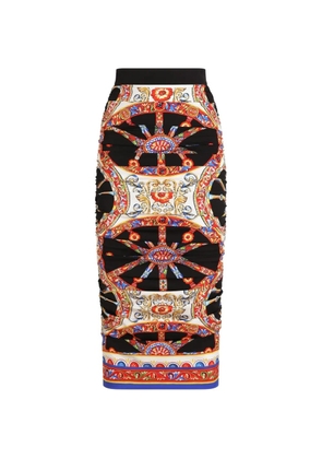 Dolce & Gabbana Carretto-print Charmeuse midi skirt - Black