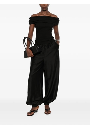 Gestuz Drew off-shoulder ribbed-knit top - Black