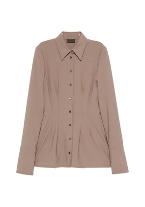 Mugler button-down pleated-design shirt - Brown