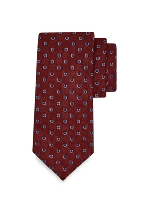 Ferragamo Gancini silk jacquard tie - Red