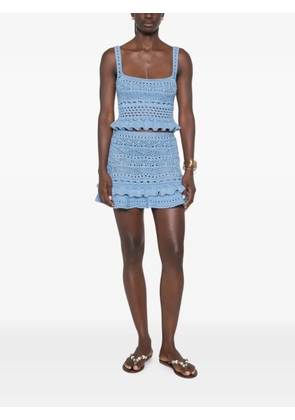 Retrofete crochet ruffled top - Blue