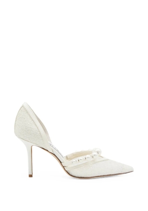 Jimmy Choo Aurelie 85 pearl-embellished heeled pumps - White