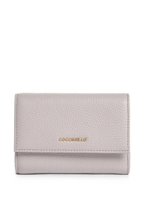 Coccinelle medium Metallic logo-plaque pebbled wallet - Grey