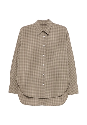 Enza Costa mini-plaid-pattern shirt - Brown