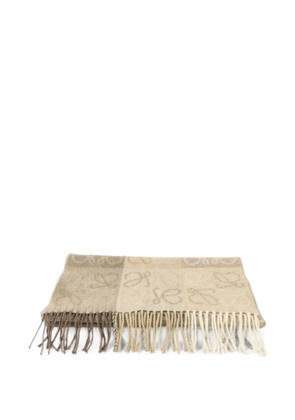 Loewe Pre-Owned Anagram fringed scarf - Neutrals