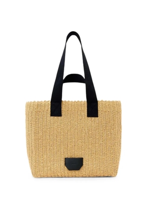 AllSaints Izzy woven logo-patch tote bag - Neutrals