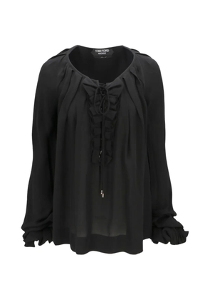 TOM FORD ruffle-trimmed lace-up blouse - Black
