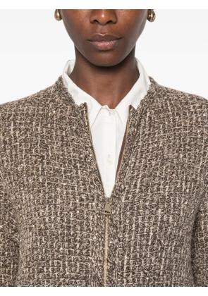 Fabiana Filippi sequin-embellished tweed jacket - Brown