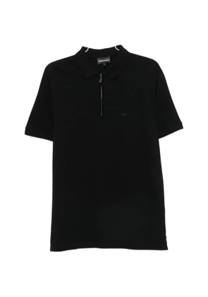 Emporio Armani zip-fastening logo-patch polo shirt - Black
