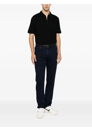 Emporio Armani zip-fastening logo-patch polo shirt - Black