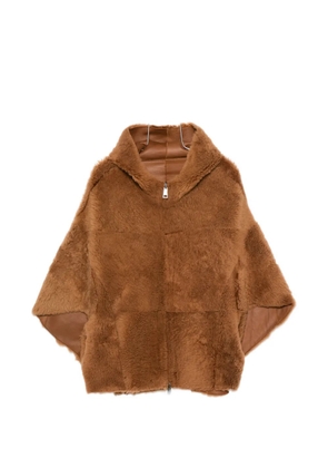 Giorgio Brato shearling-finish hooded cape - Brown