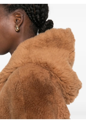 Giorgio Brato shearling-finish hooded cape - Brown