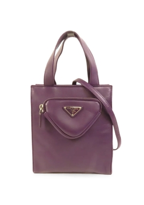 Prada Pre-Owned triangle-pouch leather tote bag - Purple