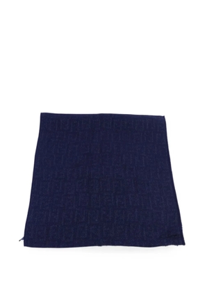 Fendi Pre-Owned Zucca-pattern fringed scarf - Blue